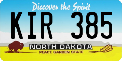 ND license plate KIR385