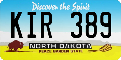 ND license plate KIR389