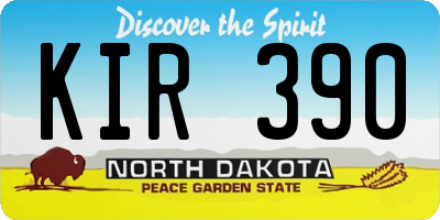 ND license plate KIR390