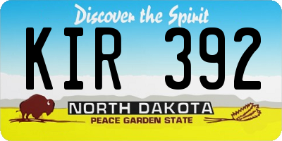 ND license plate KIR392