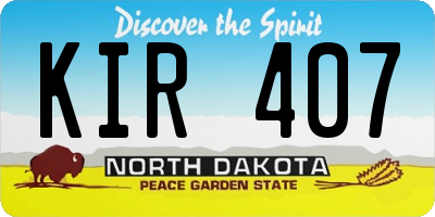 ND license plate KIR407