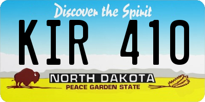 ND license plate KIR410