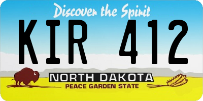 ND license plate KIR412