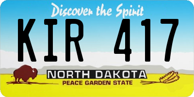 ND license plate KIR417