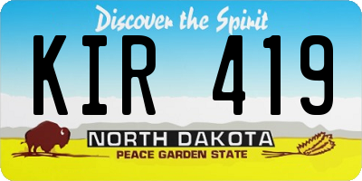 ND license plate KIR419