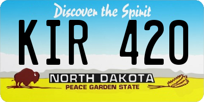 ND license plate KIR420