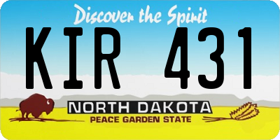 ND license plate KIR431