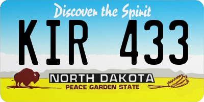 ND license plate KIR433