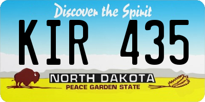 ND license plate KIR435