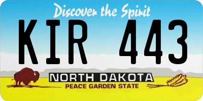 ND license plate KIR443