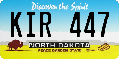 ND license plate KIR447