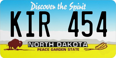 ND license plate KIR454