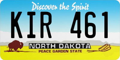 ND license plate KIR461