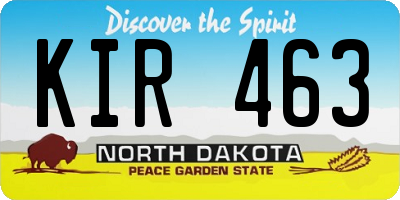 ND license plate KIR463