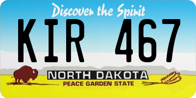ND license plate KIR467