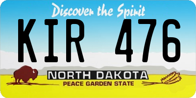 ND license plate KIR476