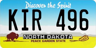 ND license plate KIR496