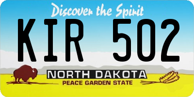 ND license plate KIR502