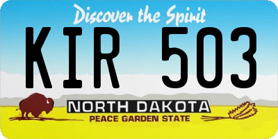 ND license plate KIR503