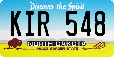 ND license plate KIR548