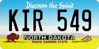 ND license plate KIR549