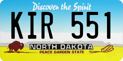ND license plate KIR551