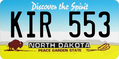 ND license plate KIR553