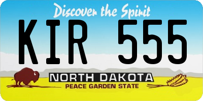 ND license plate KIR555