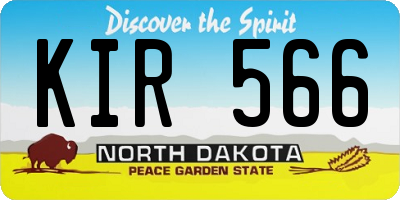ND license plate KIR566