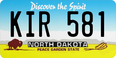 ND license plate KIR581
