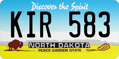 ND license plate KIR583