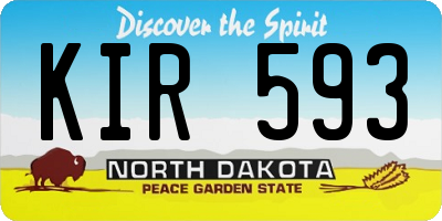 ND license plate KIR593