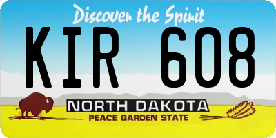 ND license plate KIR608