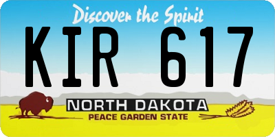 ND license plate KIR617