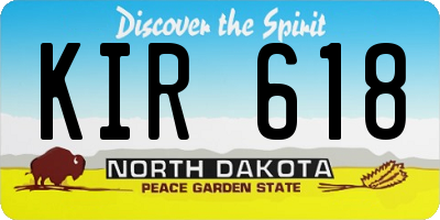 ND license plate KIR618