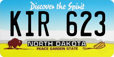 ND license plate KIR623