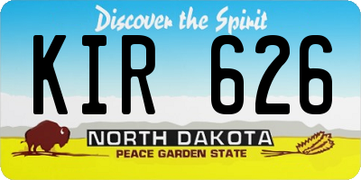 ND license plate KIR626