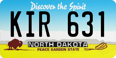 ND license plate KIR631