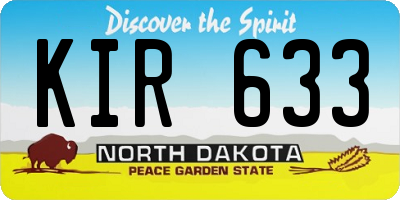 ND license plate KIR633