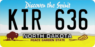 ND license plate KIR636