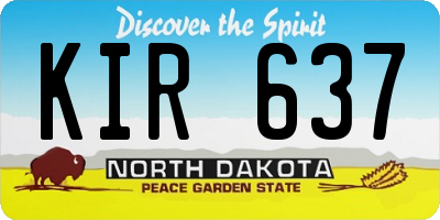 ND license plate KIR637
