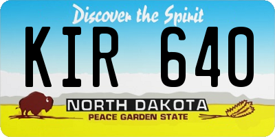 ND license plate KIR640
