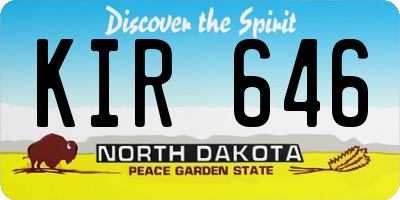 ND license plate KIR646