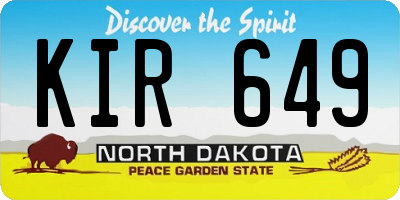 ND license plate KIR649