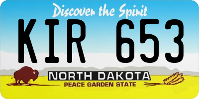 ND license plate KIR653