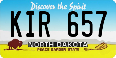 ND license plate KIR657