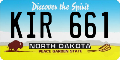 ND license plate KIR661