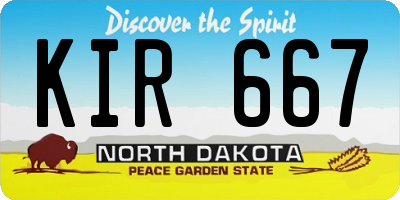 ND license plate KIR667