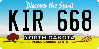 ND license plate KIR668