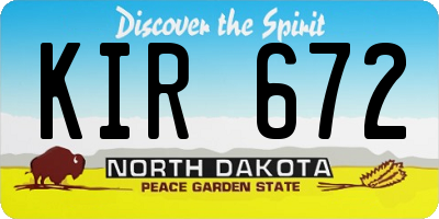 ND license plate KIR672